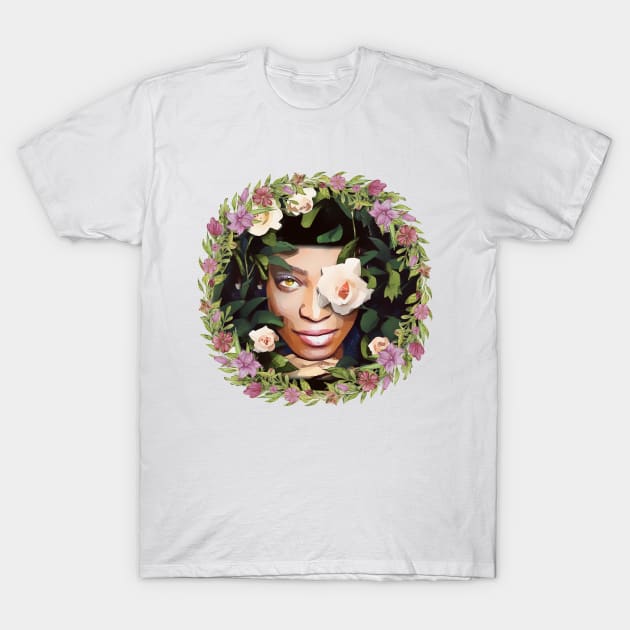 Floral Black Queen T-Shirt by bubble_designer